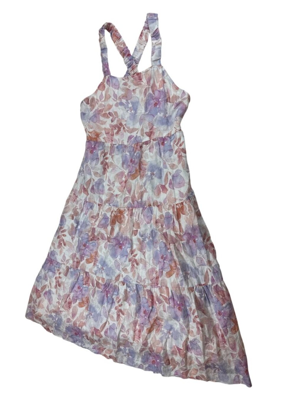 Bella Dahl Floral Linen scrunch strap Sundress Small (OO872)